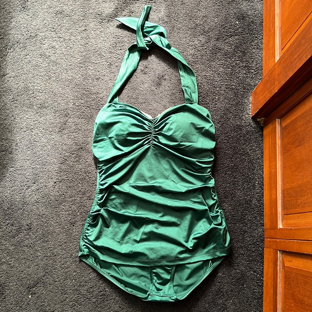ModCloth X EstherWilliams Emerald Halter One-Piece Swimsuit